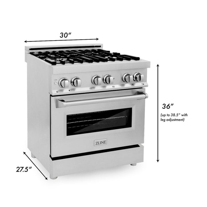 Zline 30” Fuel Range, Refrigerator, Mount Hood, Microwave &amp; Dishwasher