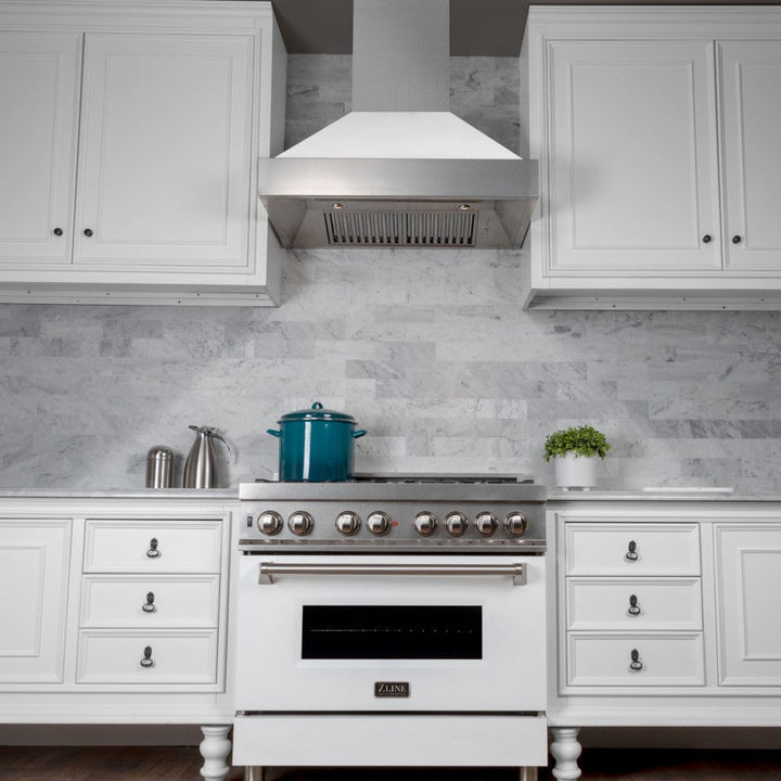 Snow Finish Range Hood with White Matte Shell (8654WM-36)  36"