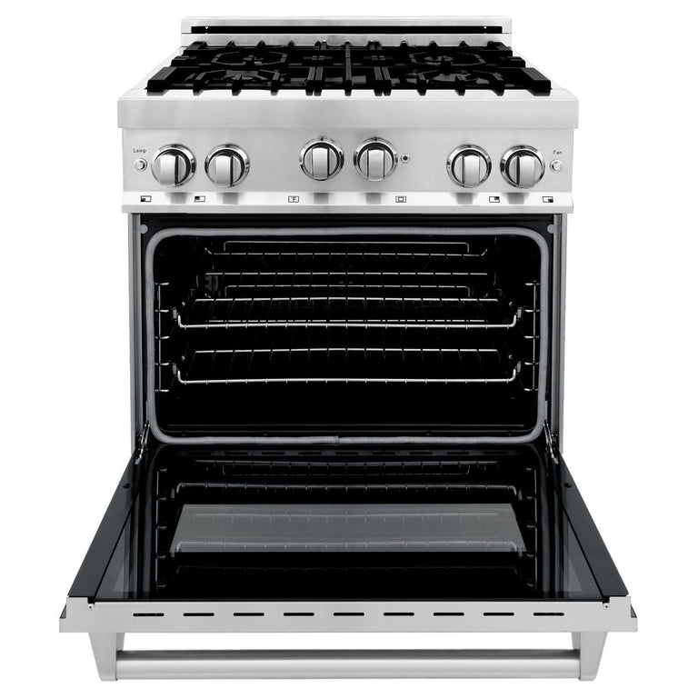 ZLINE 30” 3 Piece Stainless Fuel Range w/ Range Hood &amp; Dishwasher