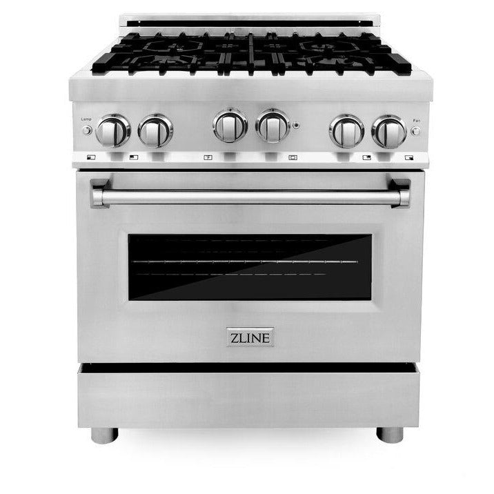 ZLINE 30” 3 Piece Stainless Fuel Range w/ Range Hood &amp; Dishwasher