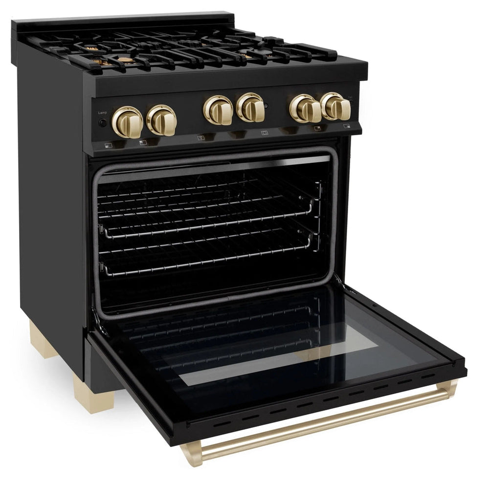 ZLINE 30" 2 Piece Autograph Edition Black Dual Fuel Range & Range Hood
