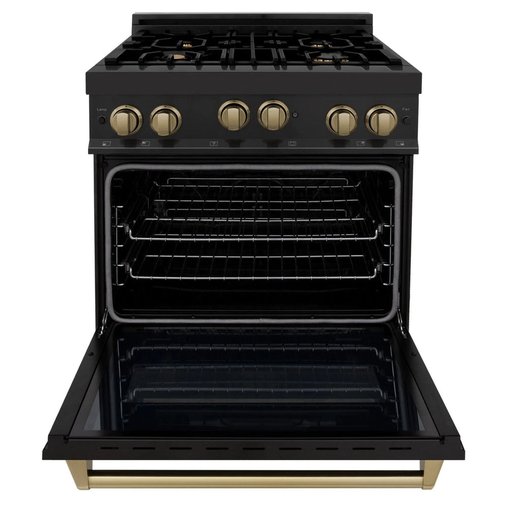 ZLINE 30" 2 Piece Autograph Edition Black Dual Fuel Range & Range Hood