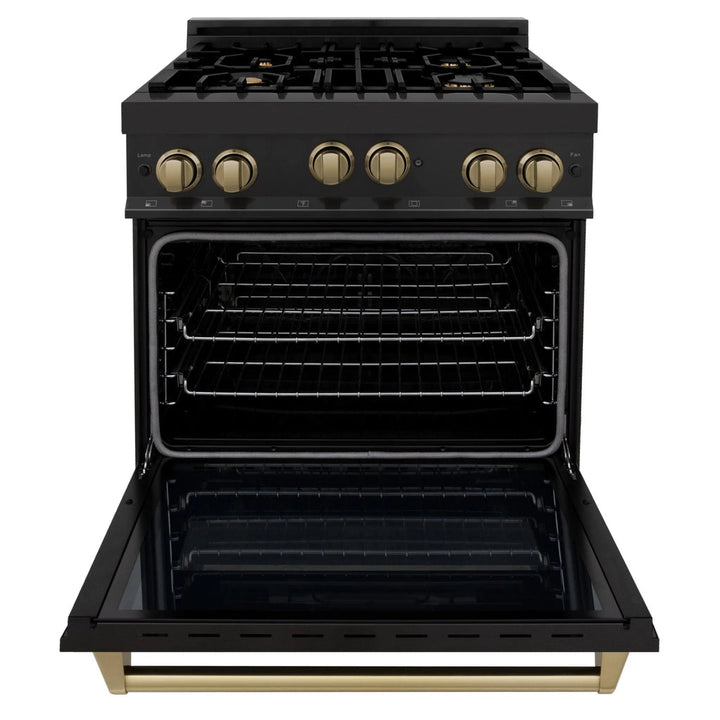 ZLINE 30" 2 Piece Autograph Edition Black Dual Fuel Range &amp; Range Hood