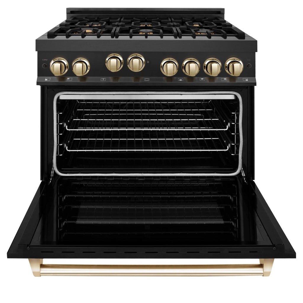 ZLINE 36" 2 Piece Autograph Edition Black Dual Fuel Range &amp; Range Hood