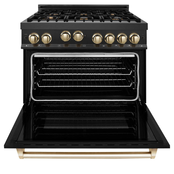 ZLINE 36" 2 Piece Autograph Edition Black Dual Fuel Range &amp; Range Hood