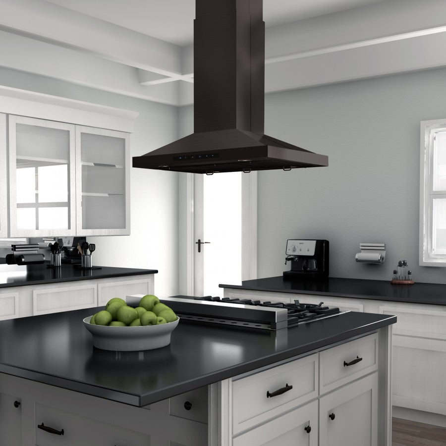 ZLINE 48 in. Island Mount Range Hood in Black Stainless Steel (BSGL2iN-48)