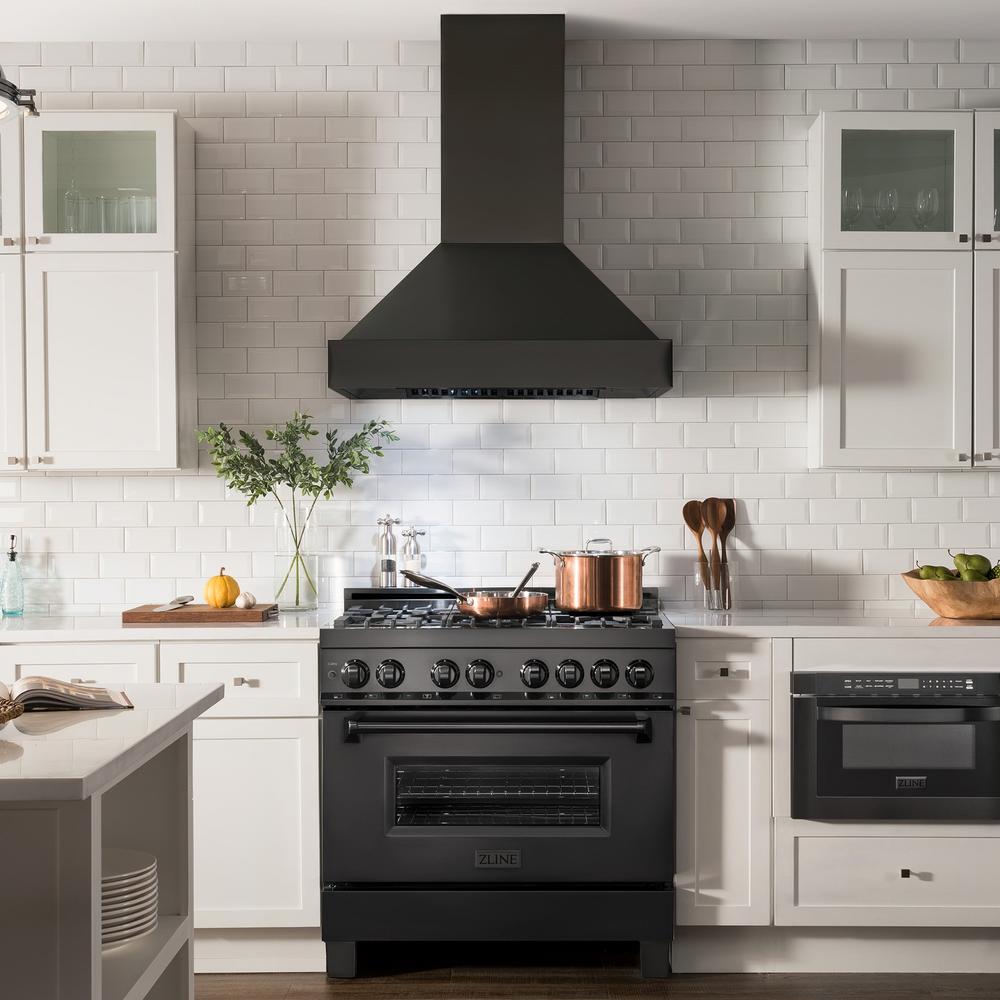 ZLINE 36 in. Ducted Vent Black Stainless Steel Wall Mount Range Hood (BS655N-36)