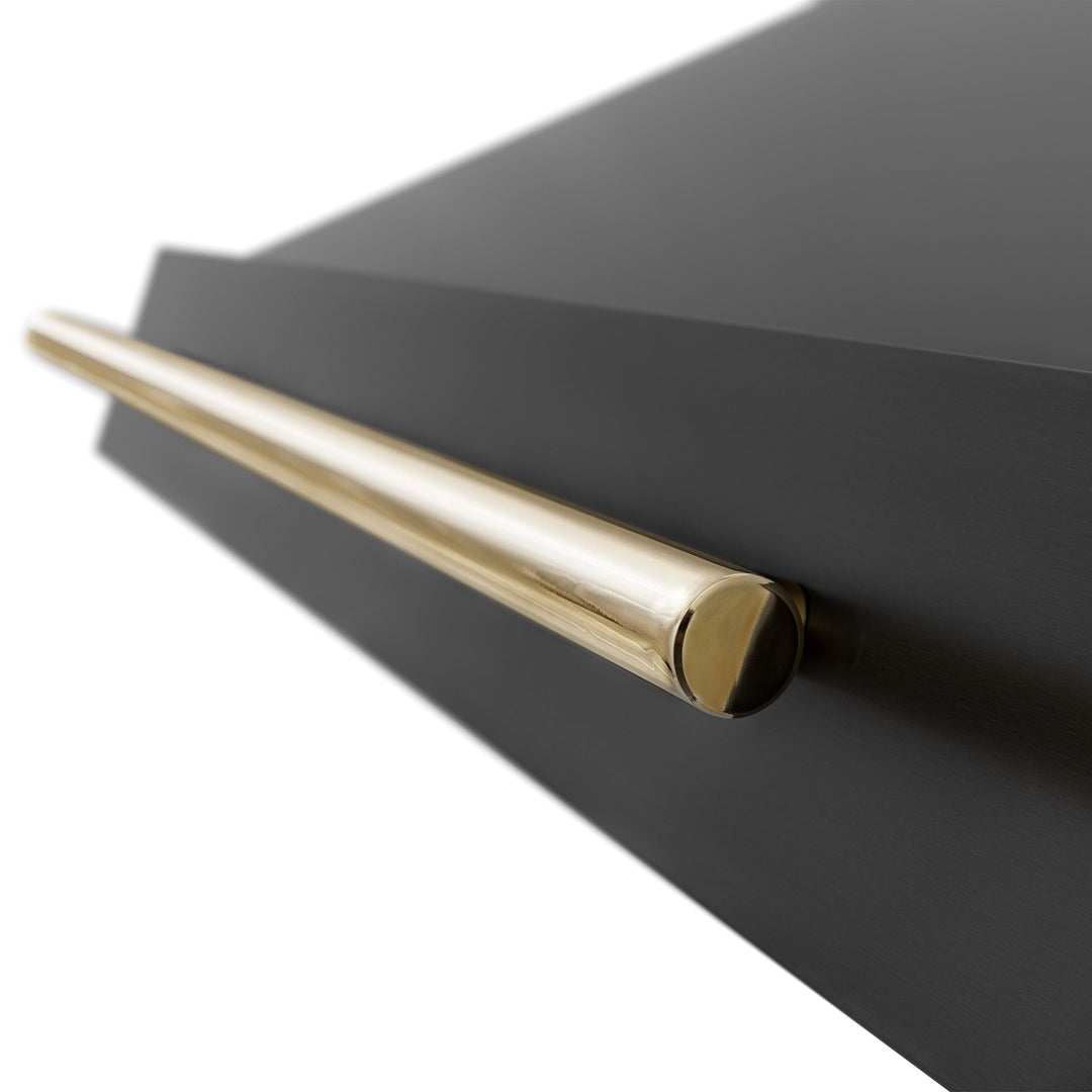 ZLINE 36" Black Stainless Steel Range Hood with Polished Gold Handle (BS655Z-36-G)