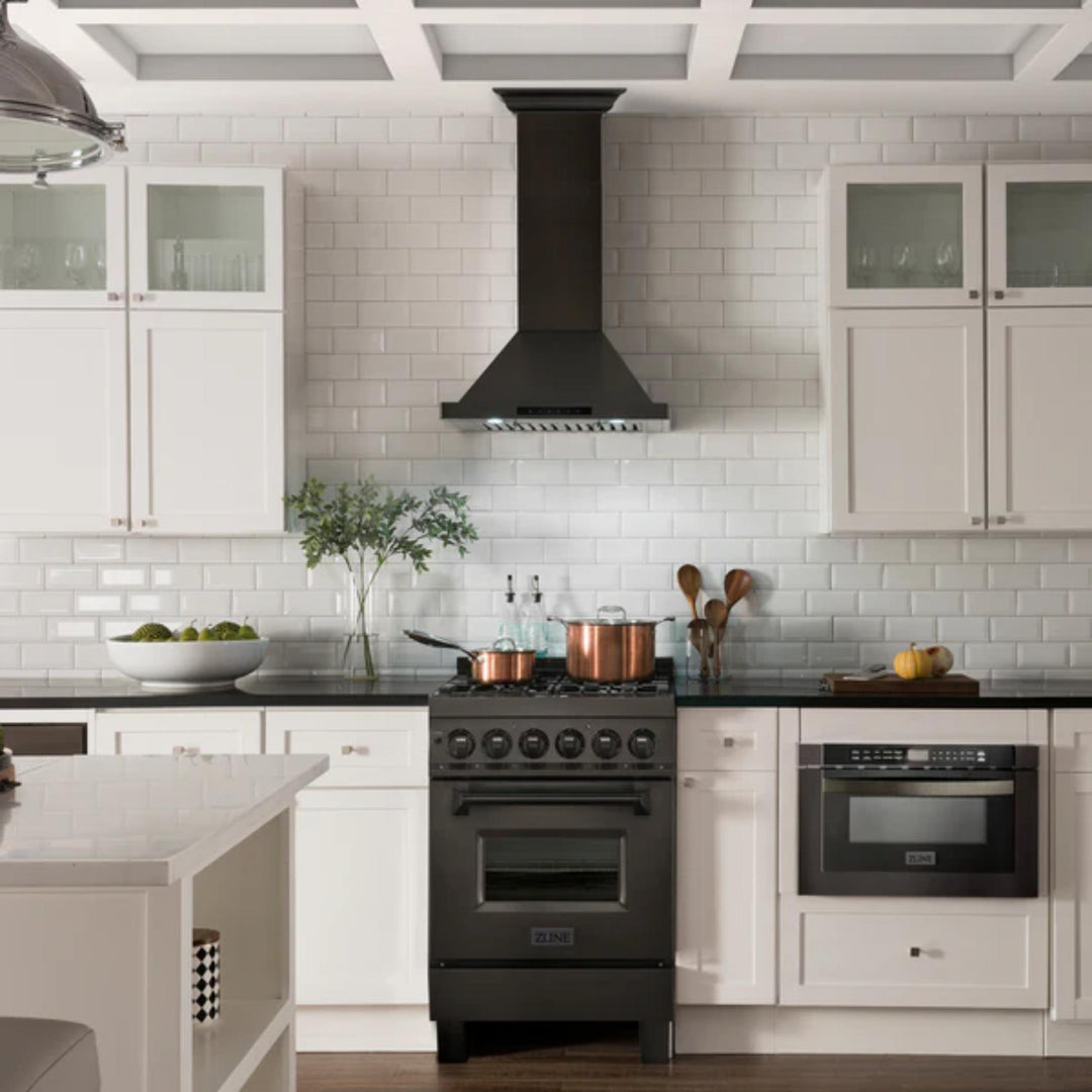ZLINE Black Stainless Steel Wall Mount Range Hood with CrownSound Bluetooth Speakers (BSKBNCRN-BT)