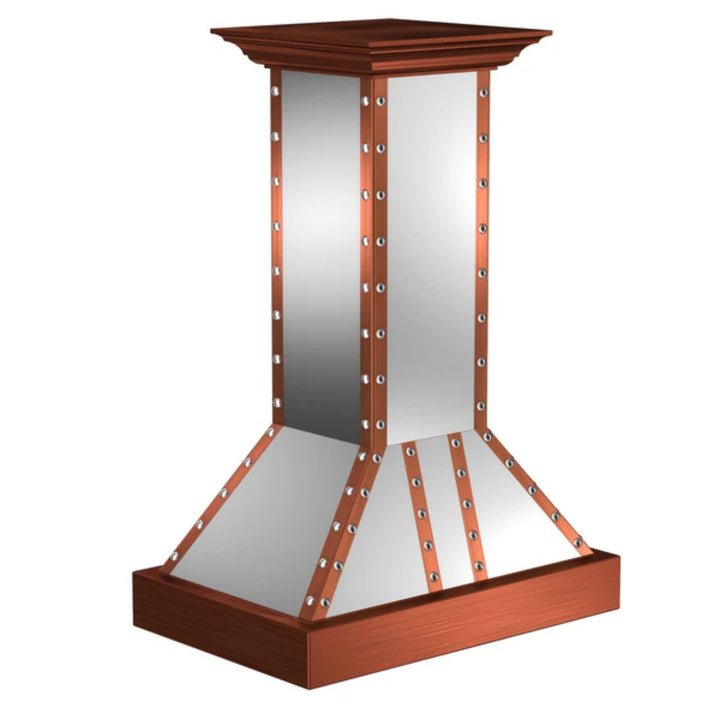 ZLINE 655i-SCCCS-36 36 Inch Designer Series Satin Stainless Steel Island Range Hood with Copper Trim – 700 CFM