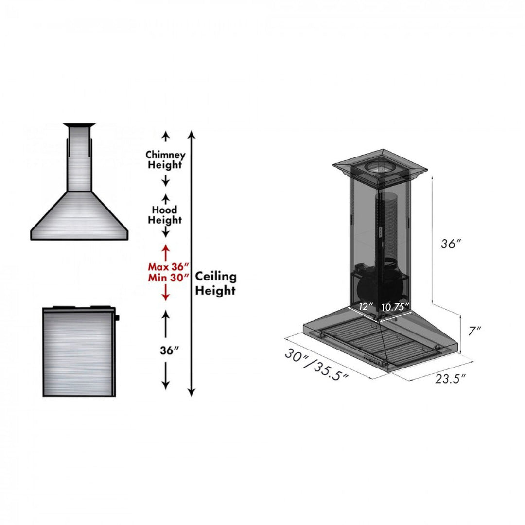 ZLINE 30” Designer Series Copper Island Mount Range Hood  Copper Finish