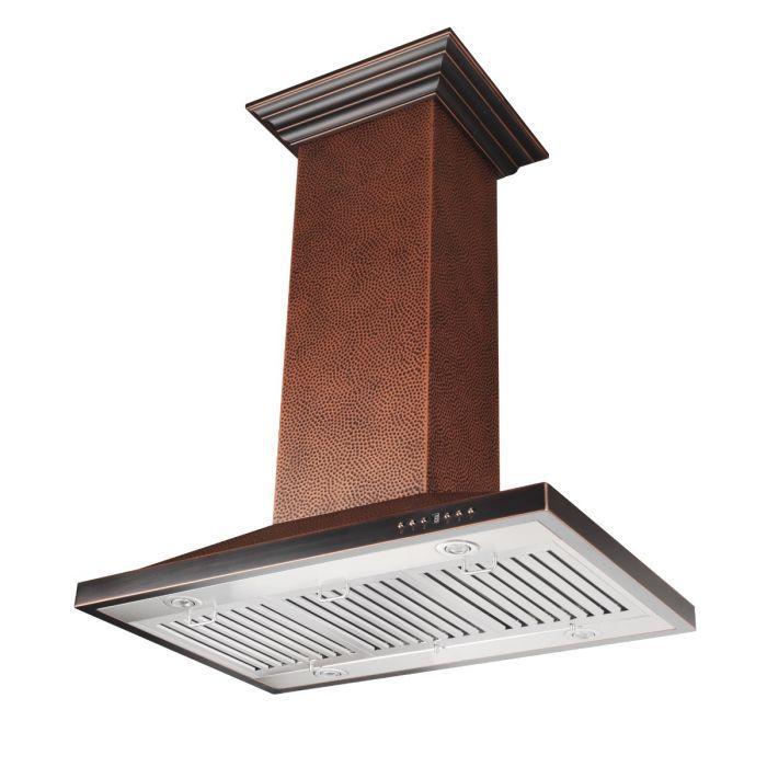 ZLINE 36 in. Hand Hammered Copper Island Range Hood, 8GL2Hi-36