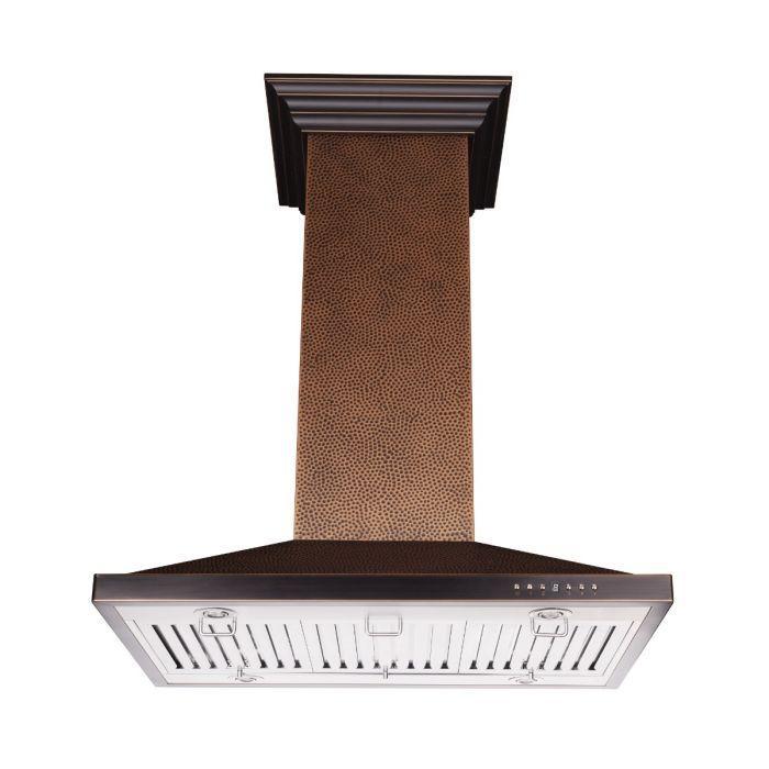 ZLINE 36 in. Hand Hammered Copper Island Range Hood, 8GL2Hi-36