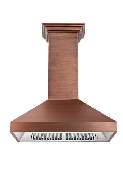 ZLINE 30 in. Copper Wall Range Hood with Crown Molding, 8667C-30