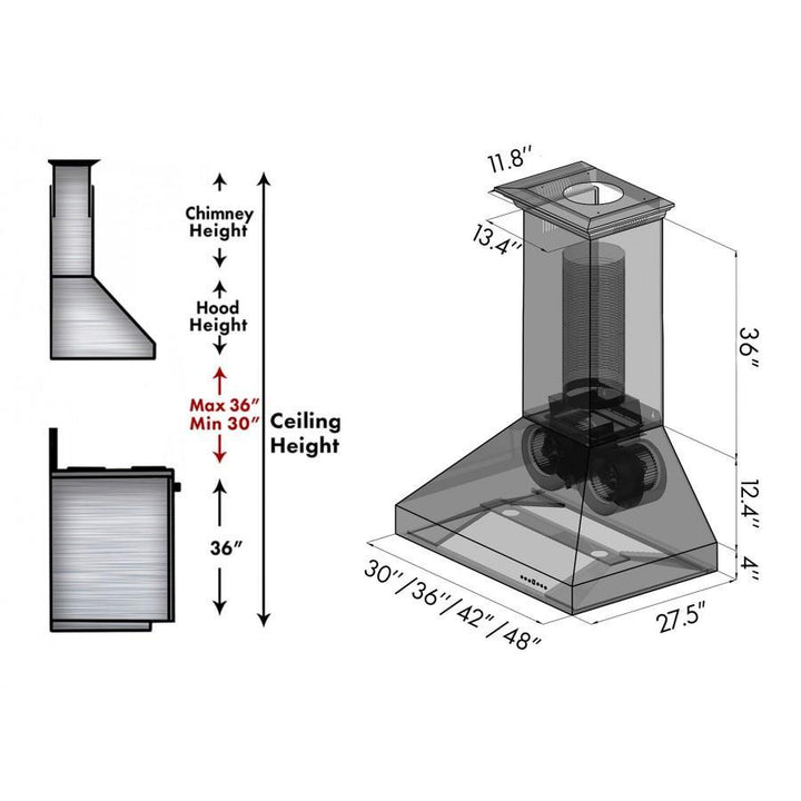 ZLINE 30" Designer Series Wall Mount Range Hood W/ Built-in Lighting