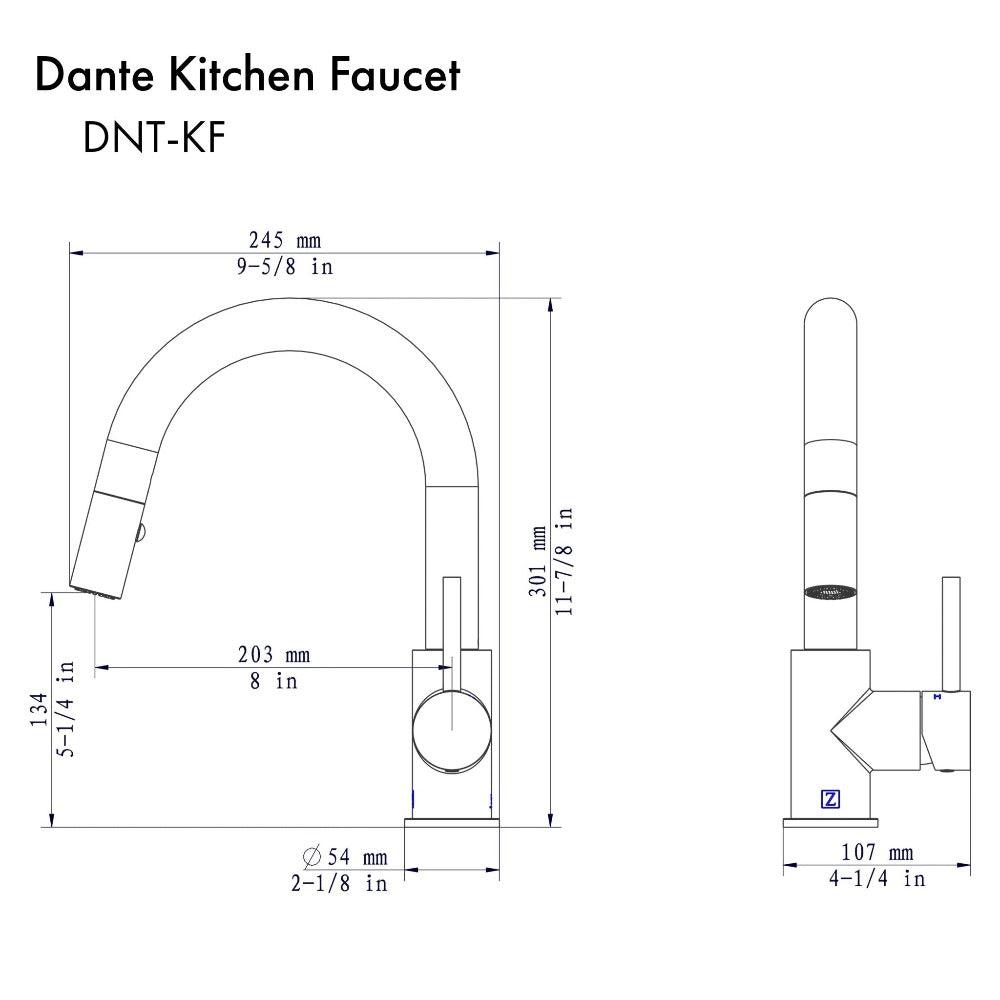 ZLINE Autograph Edition Dante Pull Down Single Handle Kitchen Faucet in Matte Black (DNT-KF-MB)