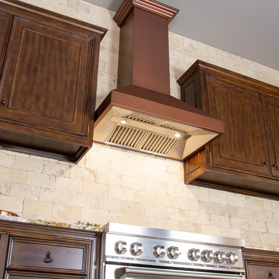 ZLINE 30 in. Copper Wall Range Hood with Crown Molding, 8667C-30