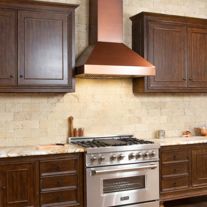 ZLINE 30 in. Copper Wall Range Hood with Crown Molding, 8667C-30