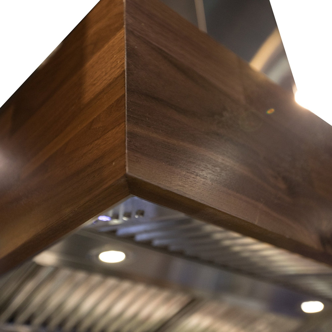 ZLINE 36” Convertible Wooden Island Mount Range Hood in Butcher Block