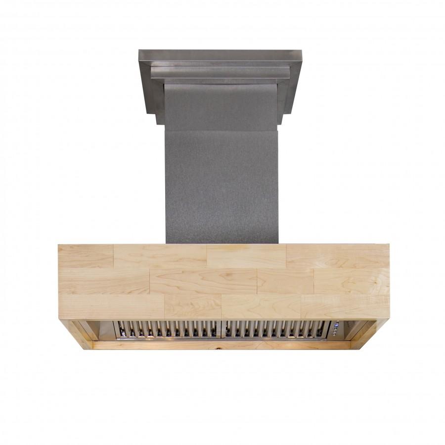 ZLINE 36” 2 Remote Blower Wooden Wall Mount Range Hood Butcher Block