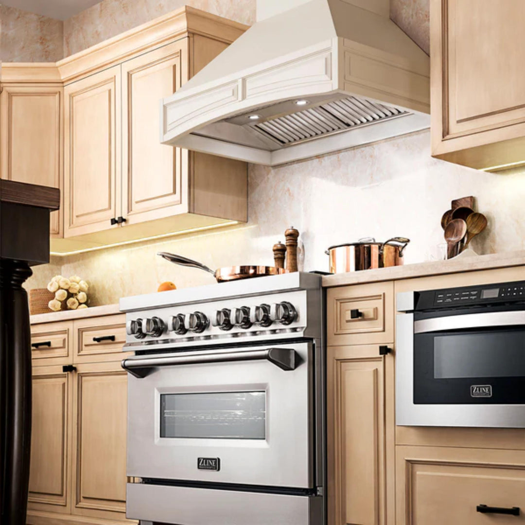 ZLINE Wooden Wall Mount Range Hoods in Cottage White – 30" &amp; 36"