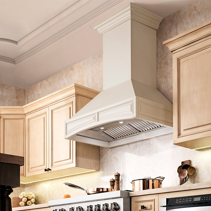 ZLINE 30" Convertible Vent Wooden Wall Mount Range Hood in Cottage White (321TT-30)
