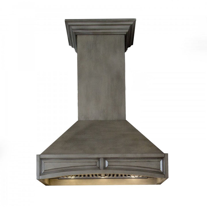 Wooden Wall Mount Range Hood in Distressed Gray - Includes Remote Motor ZLINE 36 in.