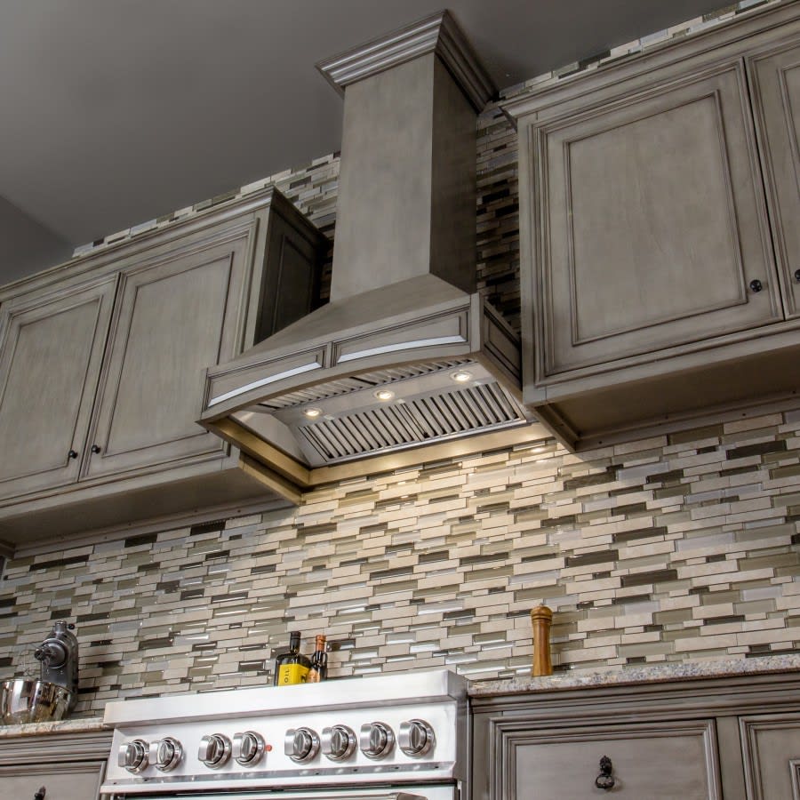 Wooden Wall Mount Range Hood in Distressed Gray - Includes Remote Motor ZLINE 30 in.