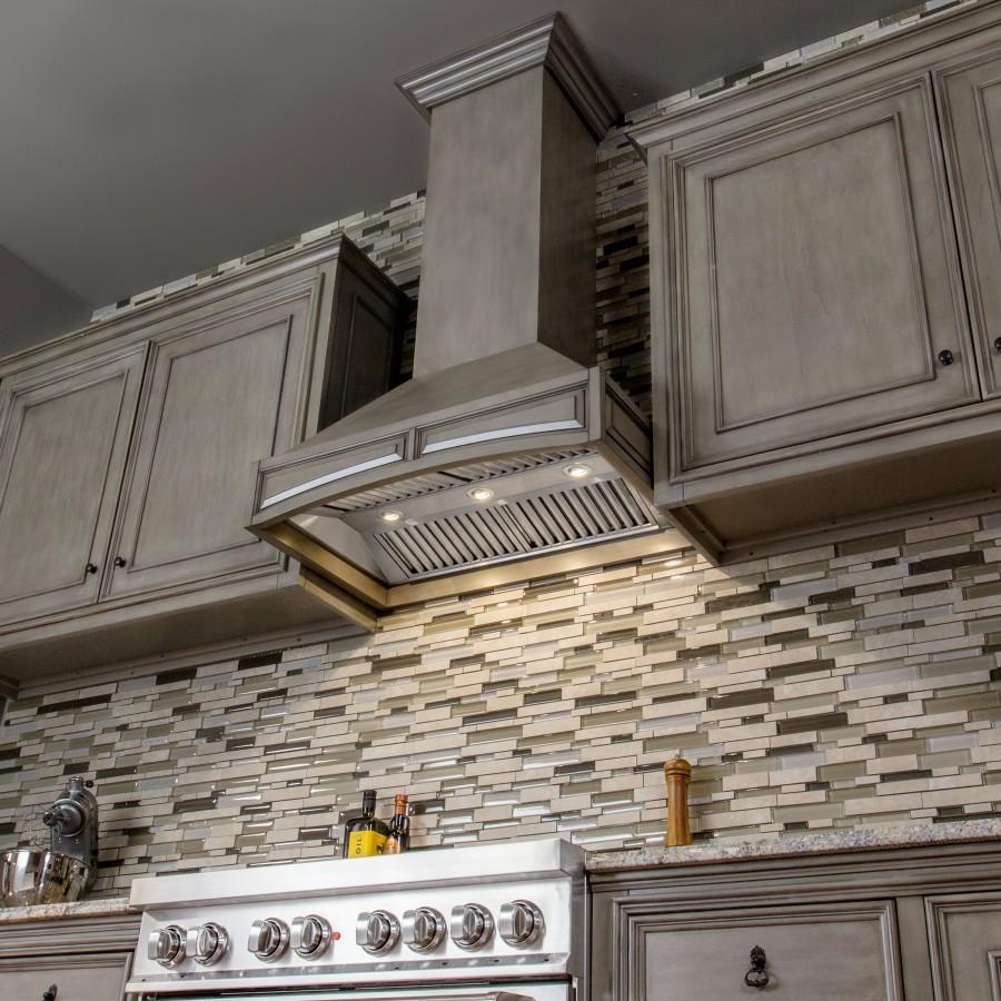 Wooden Wall Mount Range Hood in Distressed Gray - Includes Remote Motor ZLINE 30 in.
