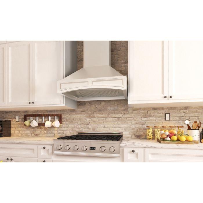 ZLINE 36 in. Designer Wooden Wall Mount Range Hood in Cottage White, 321TT-36