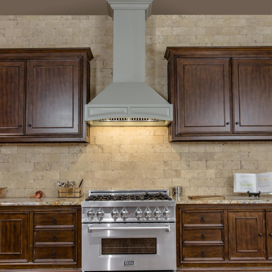 Wooden Wall Mount Range Hood in Gray - Includes Motor ZLINE 30 in.