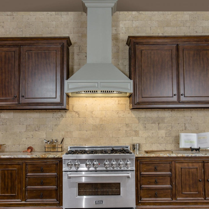 Wooden Wall Mount Range Hood in Gray - Includes Motor ZLINE 30 in.