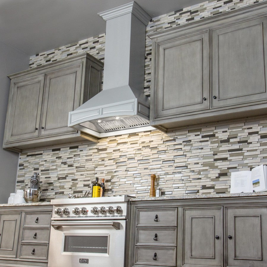 Wooden Wall Mount Range Hood in Gray - Includes Motor ZLINE 30 in.