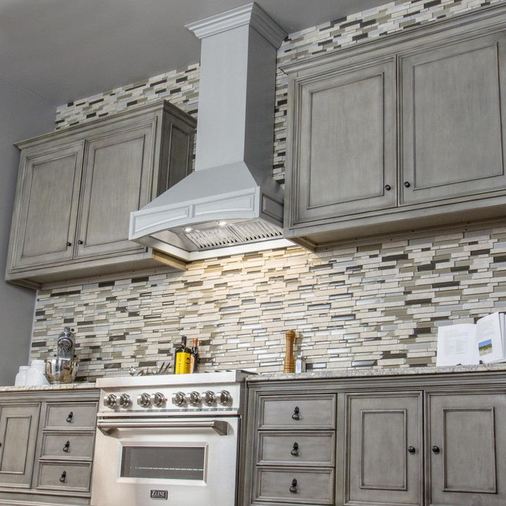 Wooden Wall Mount Range Hood in Gray - Includes Motor ZLINE 30 in.