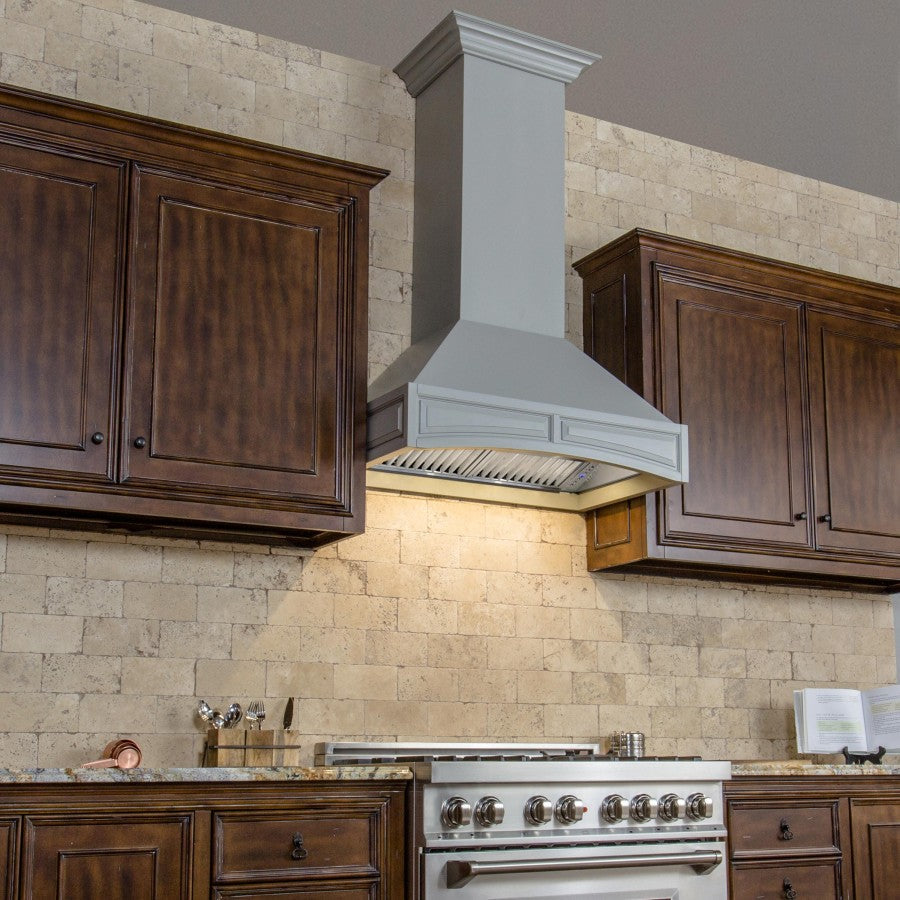 Wooden Wall Mount Range Hood in Gray - Includes Motor ZLINE 30 in.