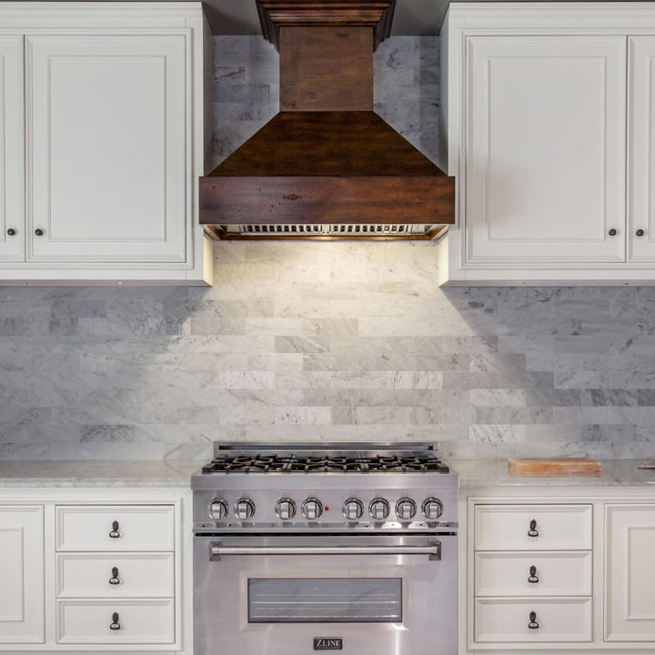 ZLINE 30" Wooden Wall Mount Range Hood with 4-Speed 1200 CFM Remote Motor