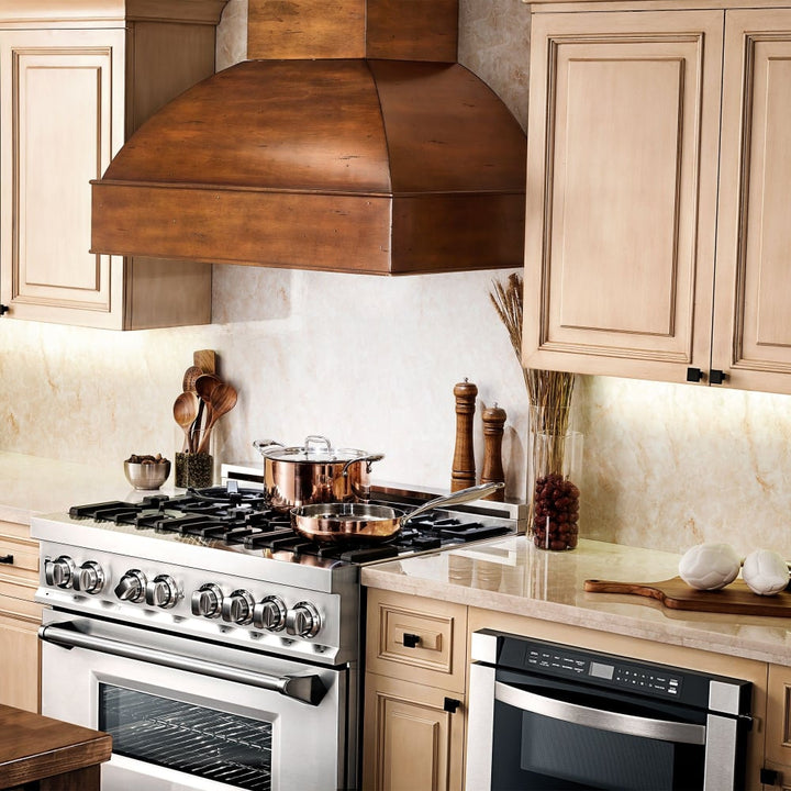 ZLINE 30" Wooden Wall Mount Range Hood W/Remote 4-Speed Motor in Walnut &amp; Hamilton