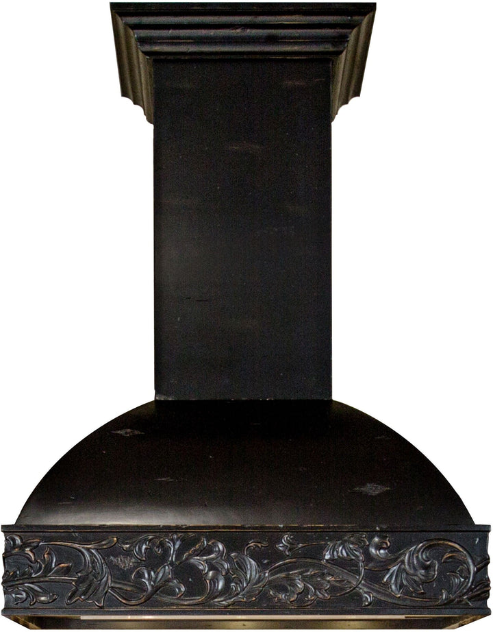 ZLINE 30" Wooden Wall Mount Range Hood with Remote 4-Speed Motor in Antigua-Toned