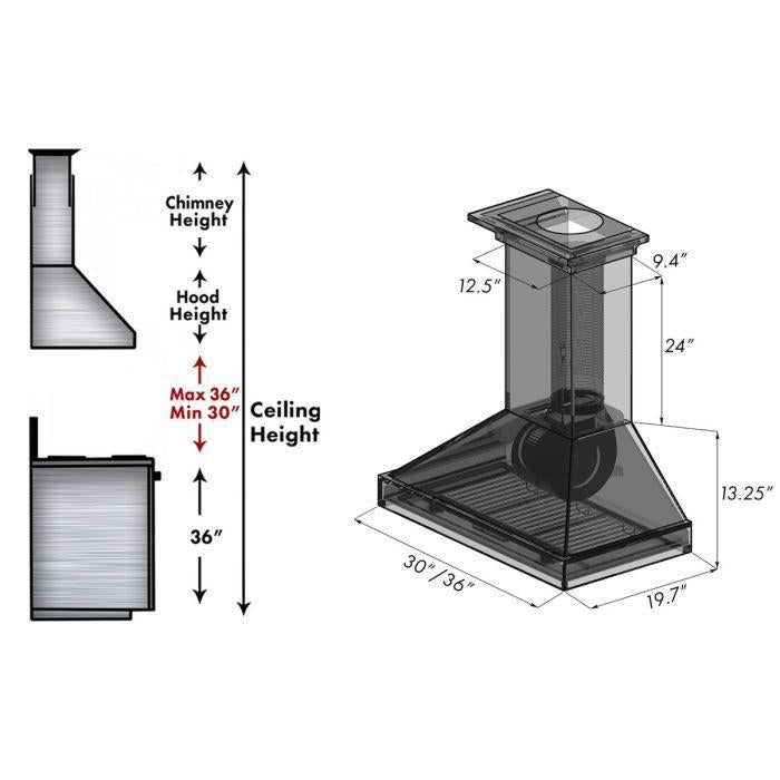 ZLINE 30 in. Wooden Wall Mount Range Hood in White, KBTT-30