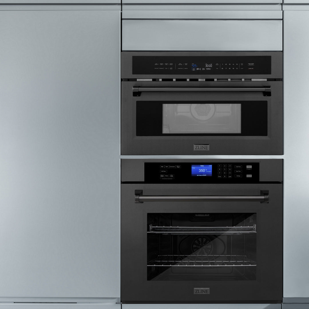 ZLINE 30 in. 1.6 cu ft. Built-in Convection Microwave Oven in Black Stainless Steel with Speed and Sensor Cooking, Open Box-Excellent Condition