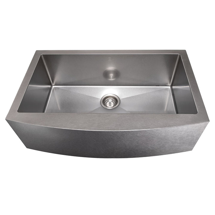 ZLINE 33 in. Vail Farmhouse Apron Mount Single Bowl DuraSnow® Stainless Steel Kitchen Sink with Bottom Grid, SAS-33S