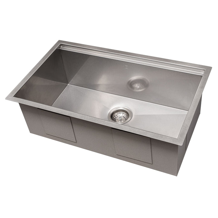 ZLINE 30 in. Garmisch Undermount Single Bowl DuraSnow® Stainless Steel Kitchen Sink with Bottom Grid and Accessories, SLS-30S