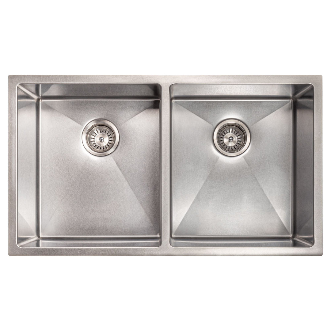 ZLINE 33 in. Anton Undermount Double Bowl DuraSnow® Stainless Steel Kitchen Sink with Bottom Grid, SR50D-33S