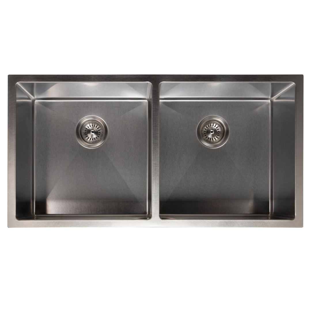 ZLINE 36 in. Anton Undermount Double Bowl DuraSnow® Stainless Steel Kitchen Sink with Bottom Grid, SR50D-36S