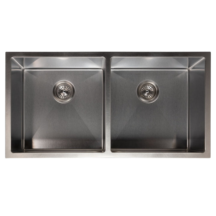 ZLINE 36 in. Anton Undermount Double Bowl DuraSnow® Stainless Steel Kitchen Sink with Bottom Grid, SR50D-36S