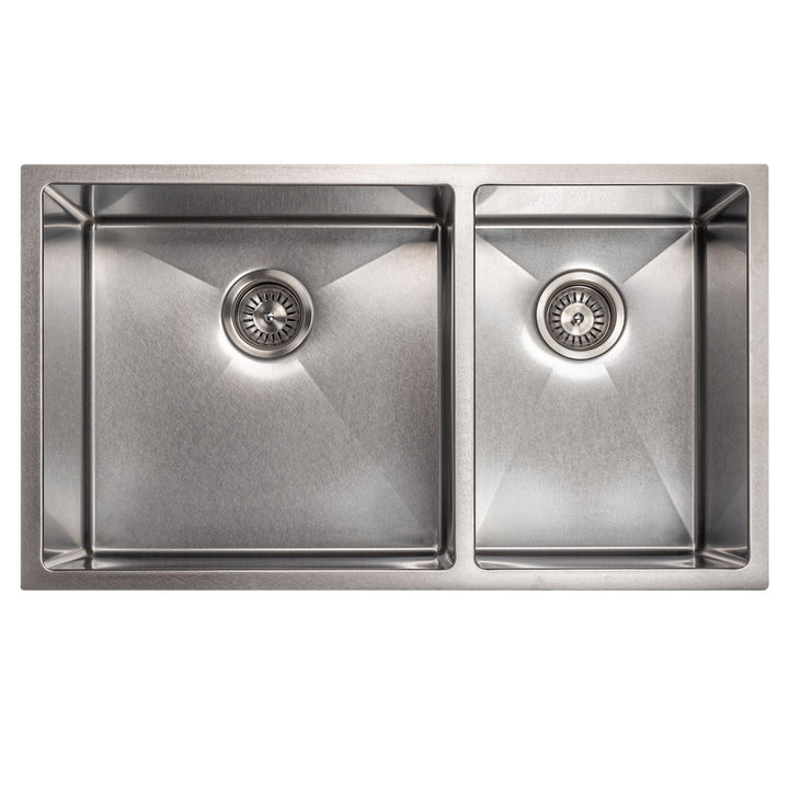 ZLINE 33 in. Chamonix Undermount Double Bowl DuraSnow® Stainless Steel Kitchen Sink with Bottom Grid, SR60D-33S