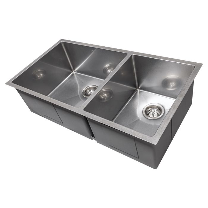 ZLINE 36 in. Chamonix Undermount Double Bowl DuraSnow® Stainless Steel Kitchen Sink with Bottom Grid, SR60D-36S