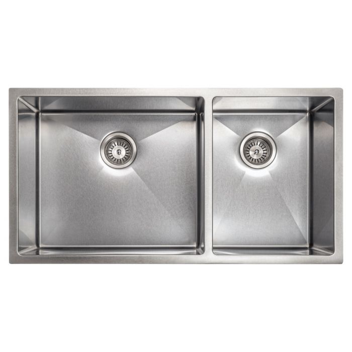 ZLINE 36 in. Chamonix Undermount Double Bowl DuraSnow® Stainless Steel Kitchen Sink with Bottom Grid, SR60D-36S