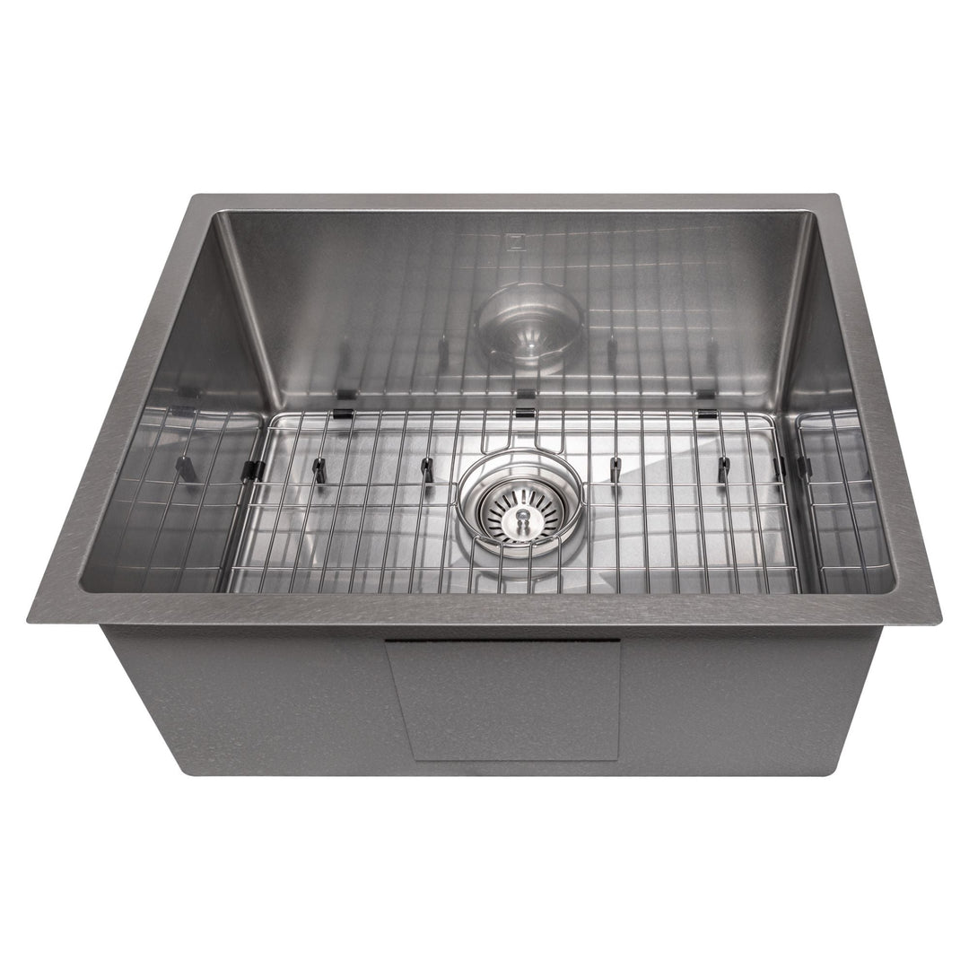 ZLINE 23 in. Meribel Undermount Single Bowl DuraSnow® Stainless Steel Kitchen Sink with Bottom Grid, SRS-23S