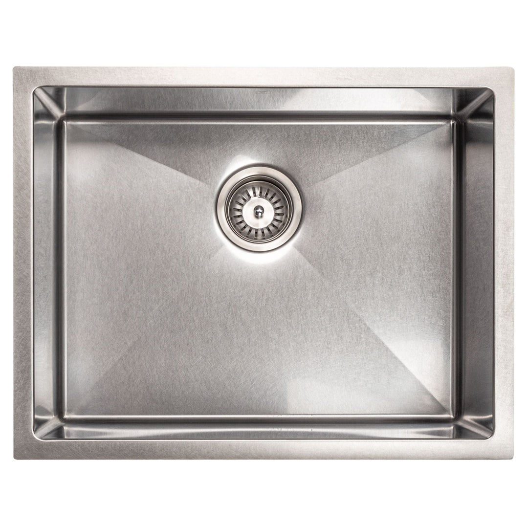 ZLINE 23 in. Meribel Undermount Single Bowl DuraSnow® Stainless Steel Kitchen Sink with Bottom Grid, SRS-23S